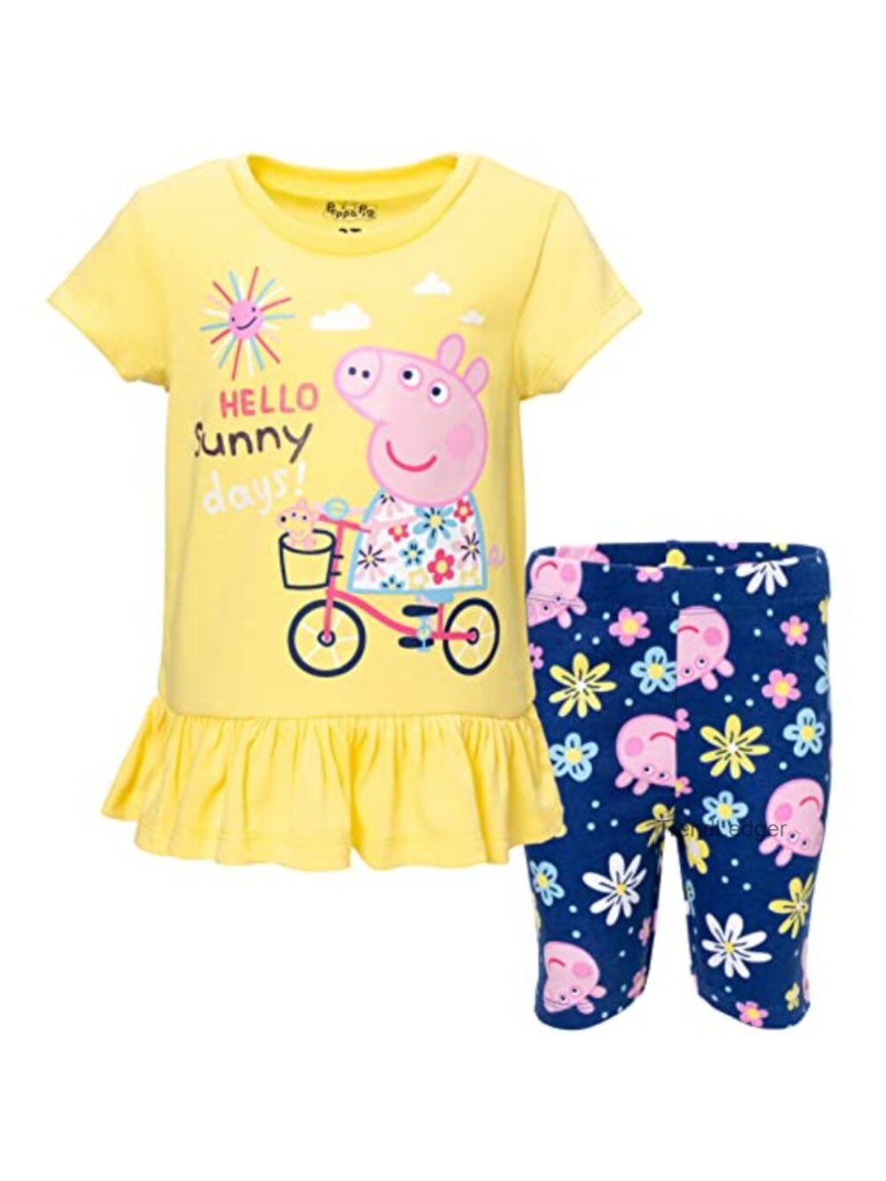 Peppa Pig Girls Peplum Top and Bike Shorts Set Cotton Blend Toddler 5T